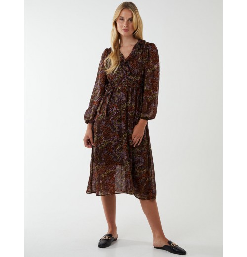 Frilled Wrap Midi Dress Frilled Wrap Midi Dress