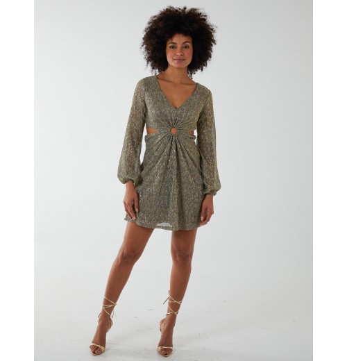 V-Neck Long Sleeve Lurex Dress V-Neck Long Sleeve Lurex Dress