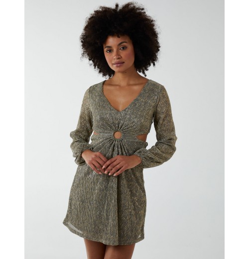 V-Neck Long Sleeve Lurex Dress V-Neck Long Sleeve Lurex Dress