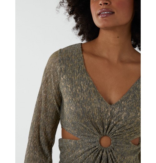 V-Neck Long Sleeve Lurex Dress V-Neck Long Sleeve Lurex Dress