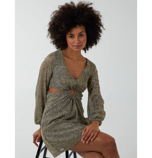 V-Neck Long Sleeve Lurex Dress V-Neck Long Sleeve Lurex Dress