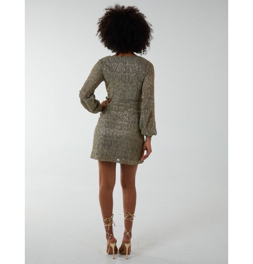 V-Neck Long Sleeve Lurex Dress V-Neck Long Sleeve Lurex Dress