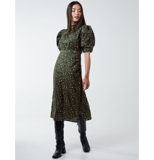 Leopard Print Ruched Side Midi Dress Leopard Print Ruched Side Midi Dress