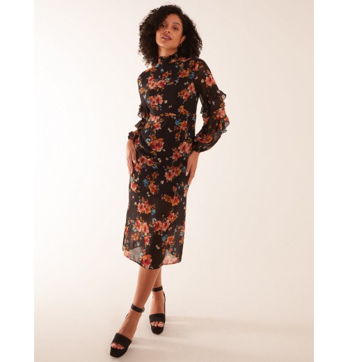 Midi Dress With Sleeve Details Midi Dress With Sleeve Details