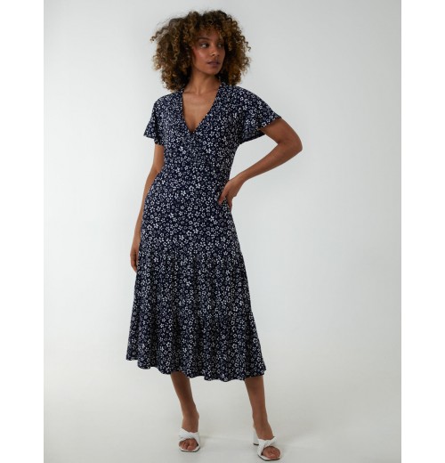Wrap Shirring Elastic Midi Dress Wrap Shirring Elastic Midi Dress
