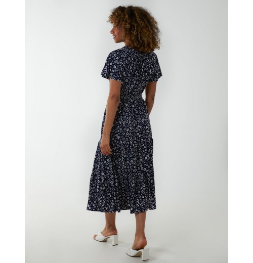 Wrap Shirring Elastic Midi Dress Wrap Shirring Elastic Midi Dress