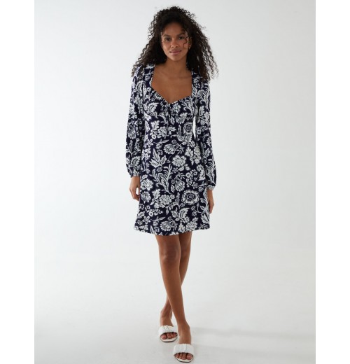 Neck Shirred Mini Tiered Dress Neck Shirred Mini Tiered Dress