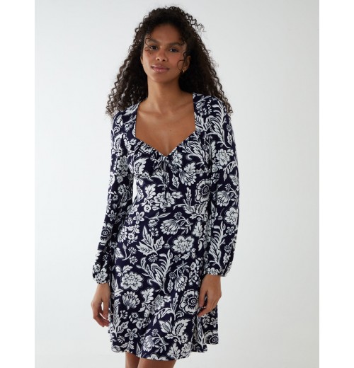 Neck Shirred Mini Tiered Dress Neck Shirred Mini Tiered Dress
