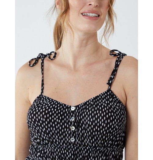 Strappy Elasticated Button Through Midi Dress Strappy Elasticated Button Through Midi Dress