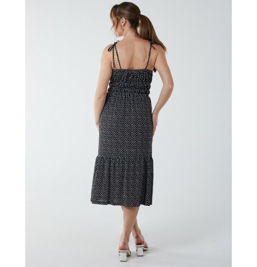 Strappy Elasticated Button Through Midi Dress Strappy Elasticated Button Through Midi Dress