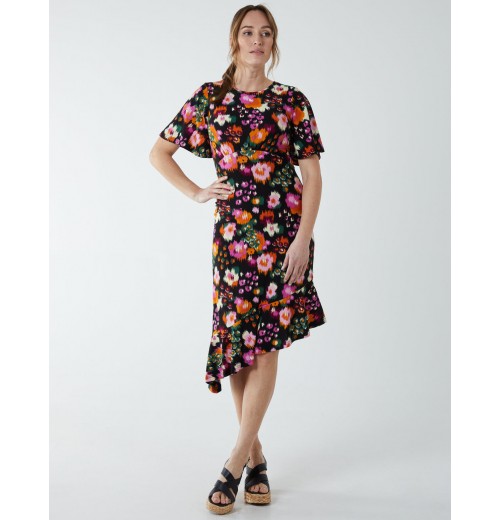 Angel Sleeve Asymmetric Midi Dress Angel Sleeve Asymmetric Midi Dress