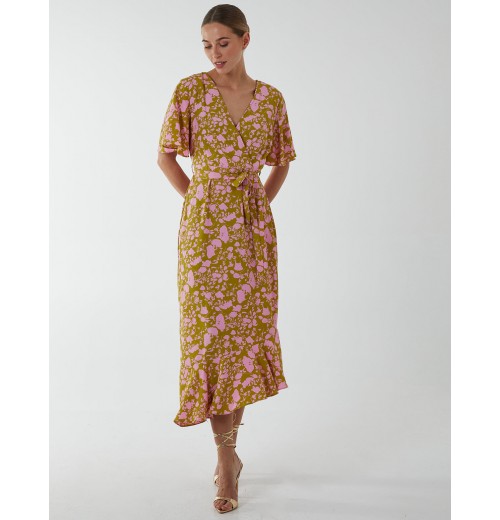Ruffle Wrap Midi Dress Ruffle Wrap Midi Dress