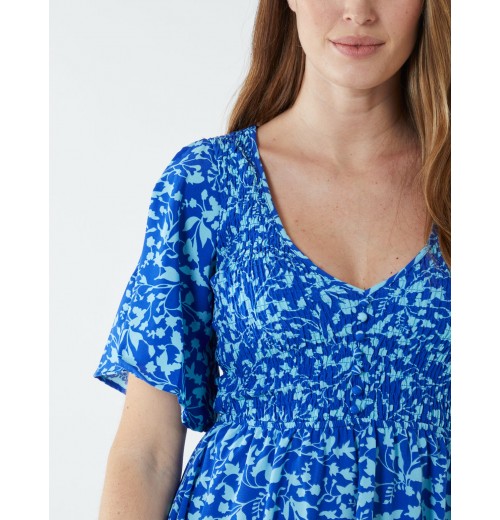 Sheared Bust Midi Dress With Angel Sleeve Sheared Bust Midi Dress With Angel Sleeve
