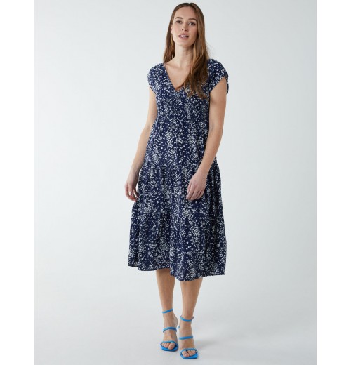 Drawstring Adjustable Tier Midi Dress Drawstring Adjustable Tier Midi Dress