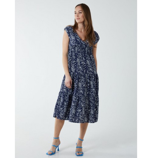 Drawstring Adjustable Tier Midi Dress Drawstring Adjustable Tier Midi Dress