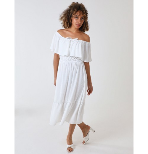 Ruffle Bardot Midi Dress Ruffle Bardot Midi Dress