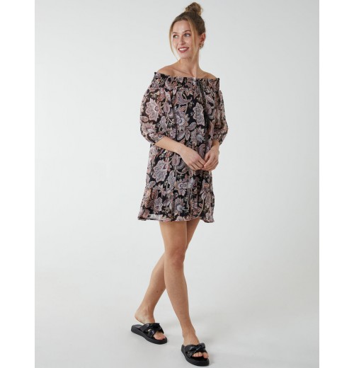 Sheared Neck Bardot Dress Sheared Neck Bardot Dress