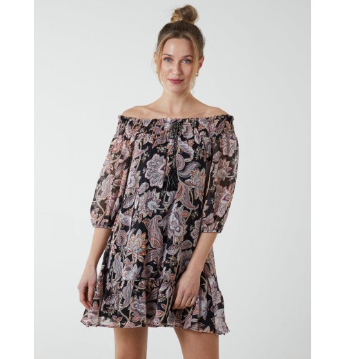 Sheared Neck Bardot Dress Sheared Neck Bardot Dress