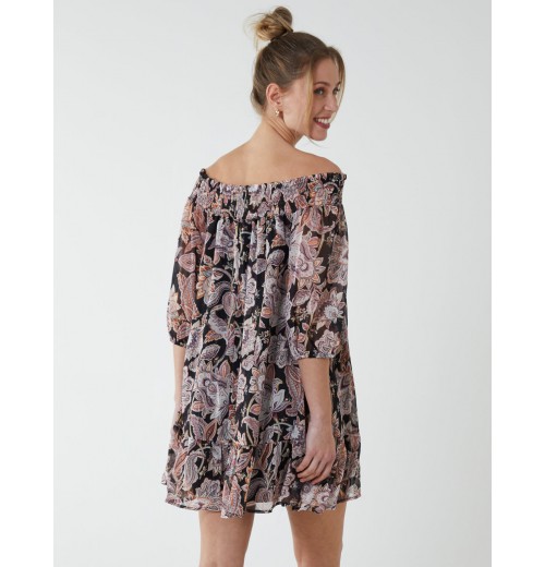Sheared Neck Bardot Dress Sheared Neck Bardot Dress