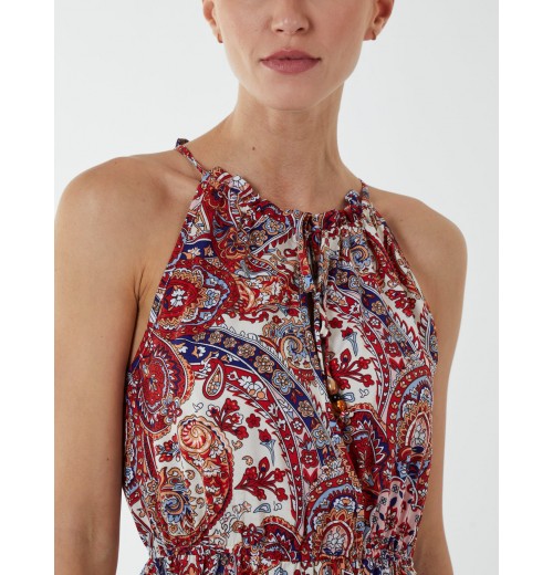 Paisley Halter Neck Keyhole Midi Dress Paisley Halter Neck Keyhole Midi Dress