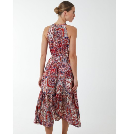 Paisley Halter Neck Keyhole Midi Dress Paisley Halter Neck Keyhole Midi Dress