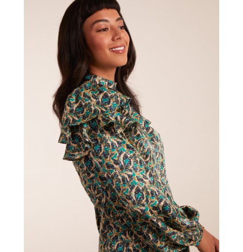 Ruffle Sleeve High Neck Swing Dress Ruffle Sleeve High Neck Swing Dress