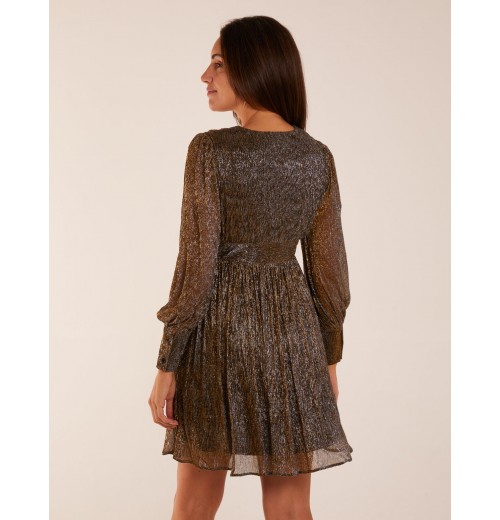 Metallic Wrap Mini Dress Metallic Wrap Mini Dress