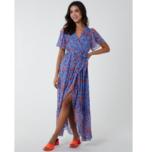 Metallic Detail Frill Split Dress Metallic Detail Frill Split Dress