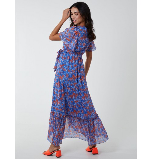 Metallic Detail Frill Split Dress Metallic Detail Frill Split Dress