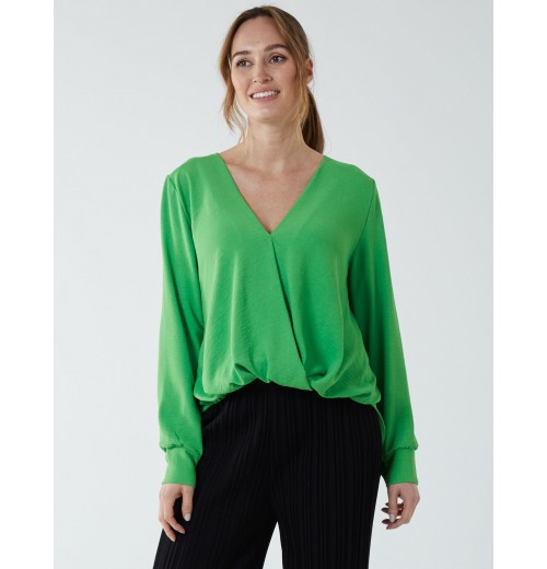 Crossover Woven Plain Blouse Crossover Woven Plain Blouse