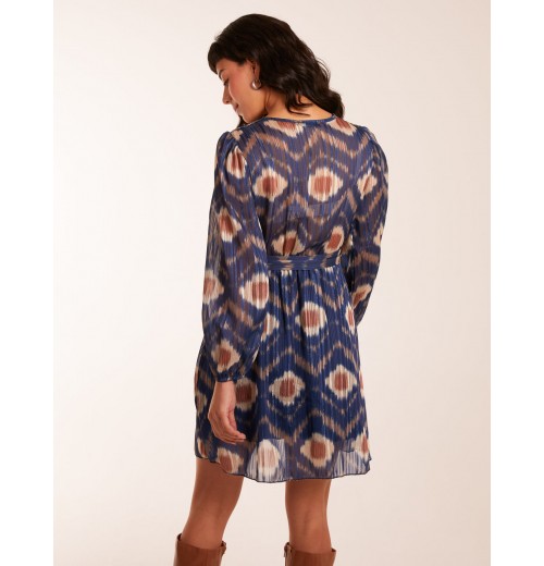 Metallic Blurred Aztec Belted Dress Metallic Blurred Aztec Belted Dress