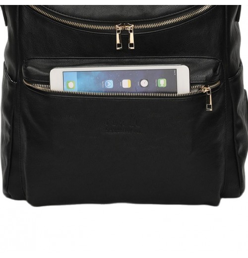 Black Faux Leather Diaper Backpack Black Faux Leather Diaper Backpack