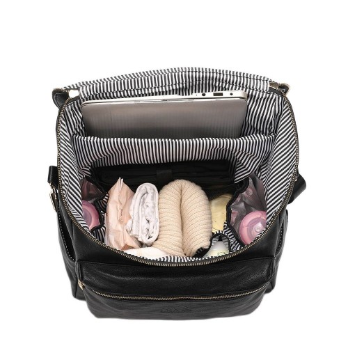 Black Faux Leather Diaper Backpack Black Faux Leather Diaper Backpack