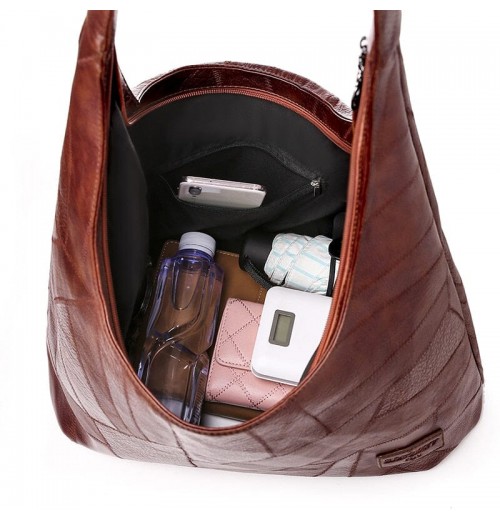 Black Leather Hobo Shoulder Bag ERIN Black Leather Hobo Shoulder Bag ERIN