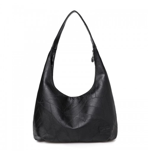 Black Leather Hobo Shoulder Bag ERIN Black Leather Hobo Shoulder Bag ERIN