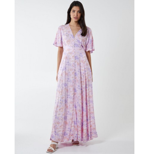 Button Through Angel Sleeve Maxi Dress Button Through Angel Sleeve Maxi Dress