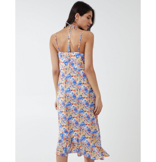 Twist Front Floral Print Midi Dress Twist Front Floral Print Midi Dress
