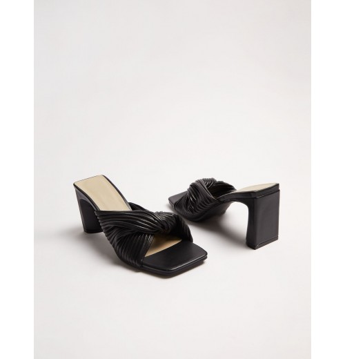 Twist Strap Mules With Square Toe Twist Strap Mules With Square Toe