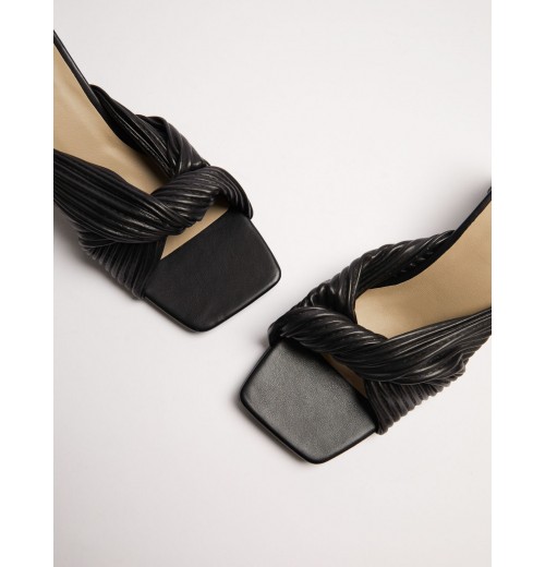 Twist Strap Mules With Square Toe Twist Strap Mules With Square Toe