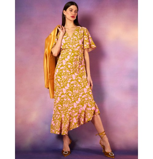Ruffle Wrap Midi Dress Ruffle Wrap Midi Dress