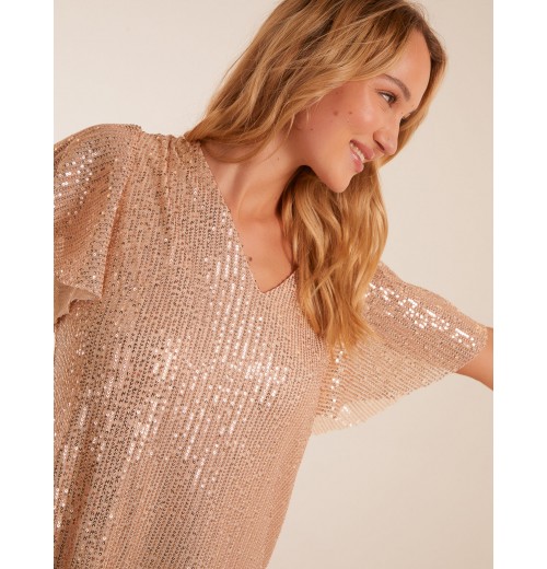 Angel Sleeve V Neck Sequin Top Angel Sleeve V Neck Sequin Top