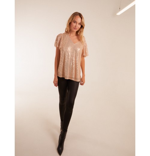 Angel Sleeve V Neck Sequin Top Angel Sleeve V Neck Sequin Top