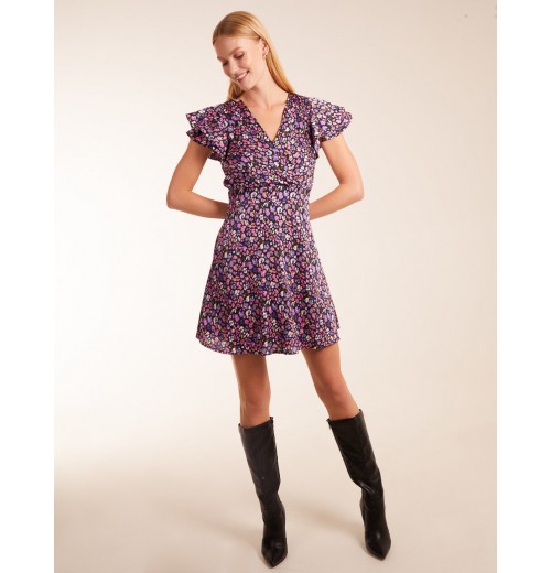 Animal Print Wrap Ruffle Mini Dress Animal Print Wrap Ruffle Mini Dress