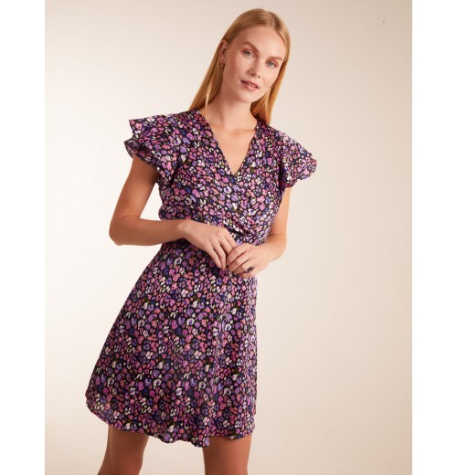 Animal Print Wrap Ruffle Mini Dress Animal Print Wrap Ruffle Mini Dress