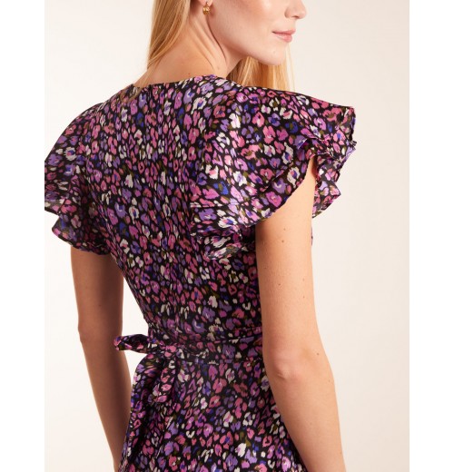 Animal Print Wrap Ruffle Mini Dress Animal Print Wrap Ruffle Mini Dress
