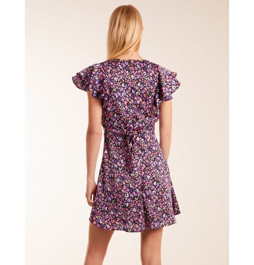 Animal Print Wrap Ruffle Mini Dress Animal Print Wrap Ruffle Mini Dress