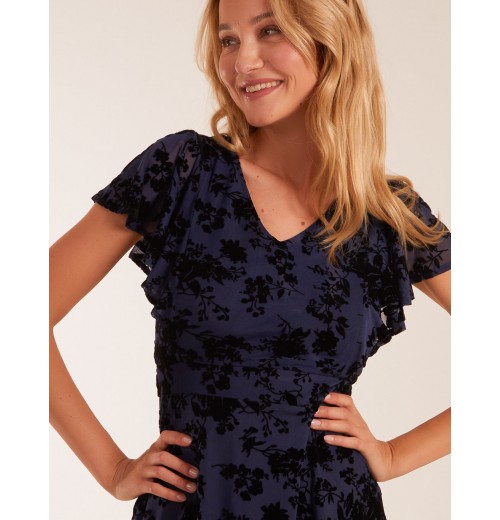 Flocked Floral Dress Flocked Floral Dress