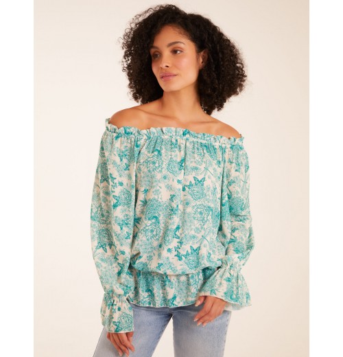 Butterfly Floral Print Gypsy Chiffon Blouse Butterfly Floral Print Gypsy Chiffon Blouse