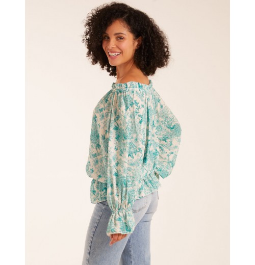 Butterfly Floral Print Gypsy Chiffon Blouse Butterfly Floral Print Gypsy Chiffon Blouse
