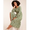 Animal Print Shirred Long Sleeve Midi Dress Animal Print Shirred Long Sleeve Midi Dress